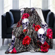 Flower Skull 3D Print Blanket Sofa Blankets for Beds Super Soft Warm Blanket Cover Flannel Throw Blanket Fleece Blanket Queen