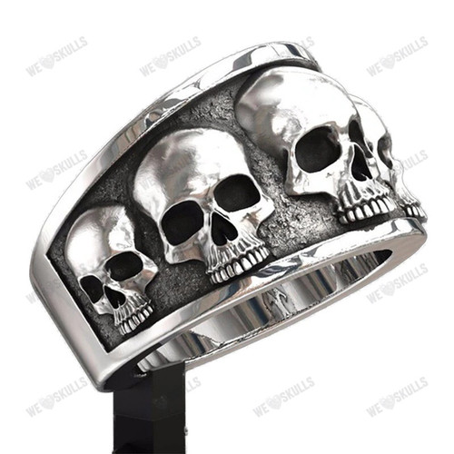 Stainless Steel Punk Style Biker Skull Finger Ring