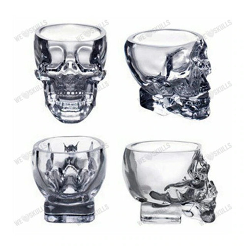 4PCS Skull Bottle Glass Cup Set Crystal Skull Decanter Glasses Shot Glass Mug