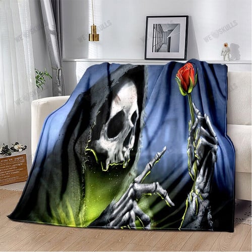 3D Grim Reaper Death Skull Gothic Soft Plush Blanket, Flannel Blanket Throw Blanket for Living Room Bedroom