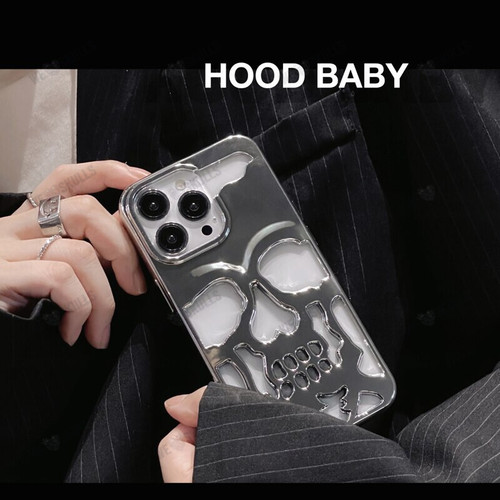 Luxury Ultra Thin Matte plating 3D metal Hollow out gothic skull hard Phone Case For iPhone 11 13 12 14 Pro Max Plus Back Cover