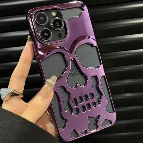 Luxury Hollow Skull Phone Case for iPhone 14 ProMax 13 12 11 Pro Max 14 Plus 13 Plating Matte Shockproof Protective soft Cover