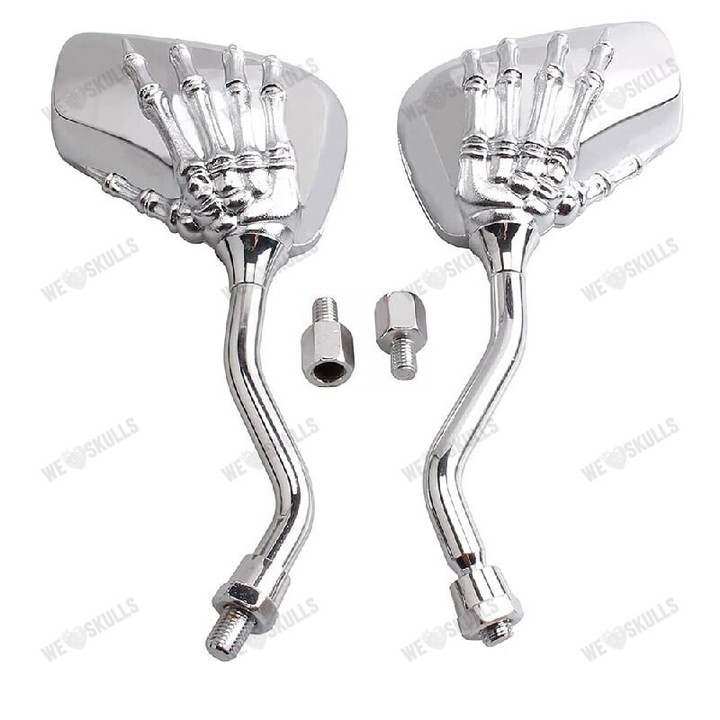 Pair Motorcycle Skull Hand Skeleton Claw Side Rear View Mirrors