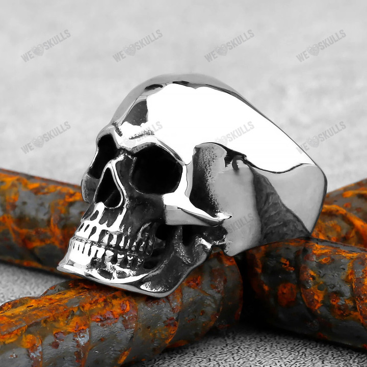 Gothic High Polish Stainless Steel Heavy Metal Skull Gold/Steel Color Rings for Men
