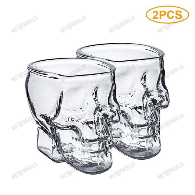 1/2/6Pcs Skull Espresso Coffee Cup Glass Mug Skeleton Whisky Bar Wine Glasses Transparent