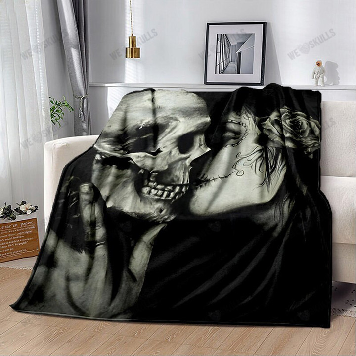 Flower Skull Design Flannel Blanket For Bed Sofa Portable Funny Plush Bedspreads Soft Fleece Thin Blankets