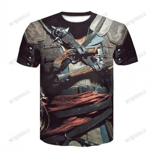 Fashion trend men's T-shirt 3D high quality printed short-sleeved cool T-shirt skull motorcycle personality street top