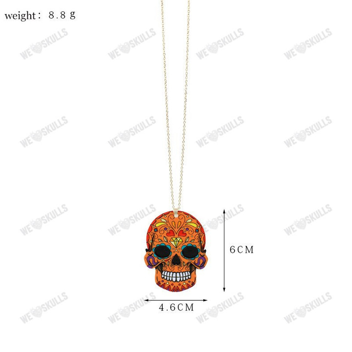 Punk Skeleton Pendant Fashion Acrylic Painted Skulls Pendant Hip-hop Couple Necklace Halloween Decorative Accessories Jewelry