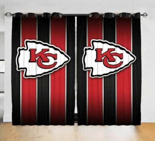 Kansas City Chiefs America Team Logo 4 Blackout Window Curtain 2 Panels For Living Room Bed Room Gift For Fan