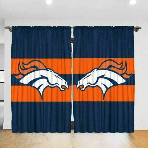 Denver Broncos Team Logo Blackout Window Curtain 2 Panels For Living Room Bed Room Gift For Fan
