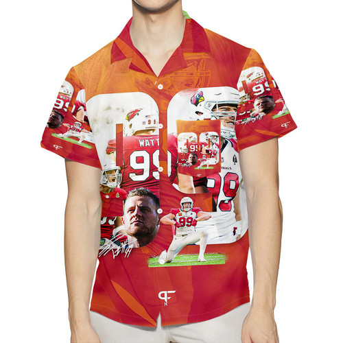 Arizona Cardinals JJ Watt1 3D All Over Print Summer Beach Hawaiian Shirt With Pocket