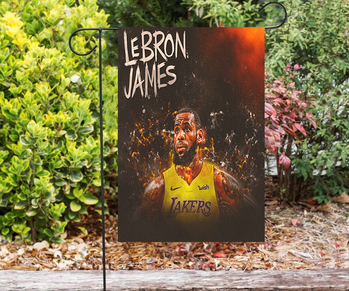 Los Angeles Lakers 23 Lebron James Double Sided Printing Garden Flag