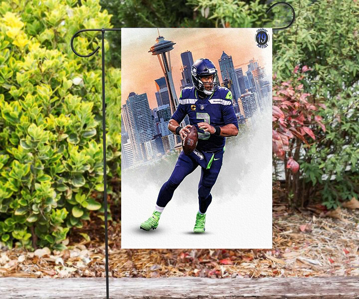 Seattle Seahawks Russell Wilson7 Double Sided Printing Garden Flag