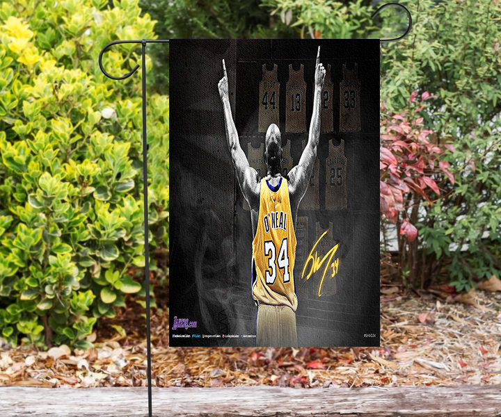 Los Angeles Lakers 34 O Neal Double Sided Printing Garden Flag