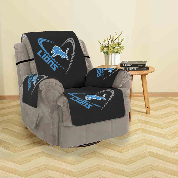 Detroit Lions Emblem Heart Sofa Protector Slip Cover