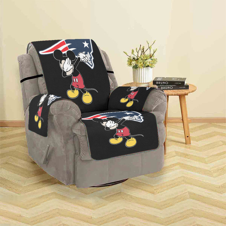 New England Patriots Mickey Logo Black Sofa Protector Slip Cover