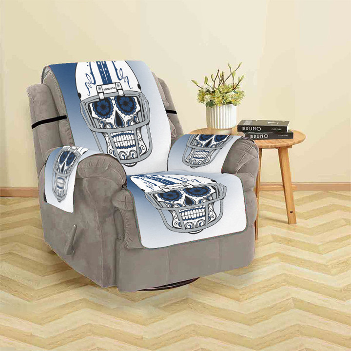Indianapolis Colts Skull Wearing Helmet Blue White Sofa Protector Slip Cover