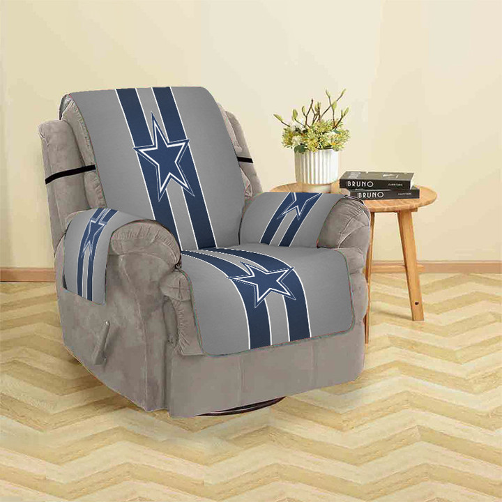 Dallas Cowboys Star Striped Gray Sofa Protector Slip Cover