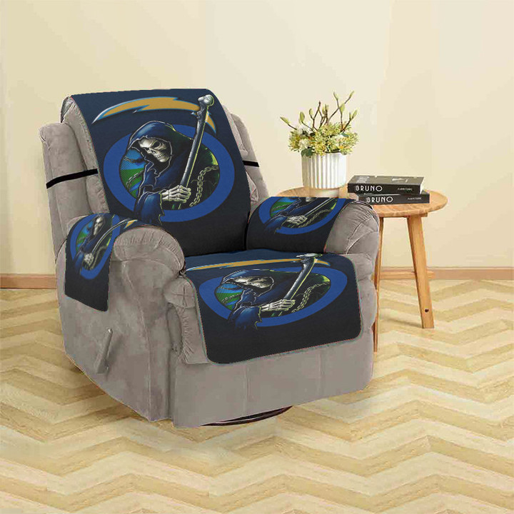 Los Angeles Chargers Skull v22 Sofa Protector Slip Cover