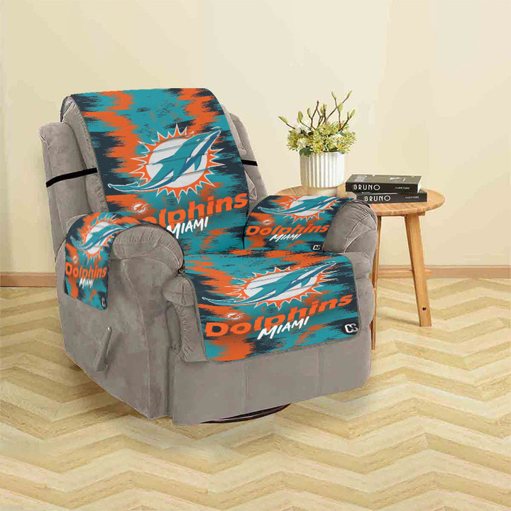 Miami Dolphins Logo Art 5 Sofa Protector Slip Cover