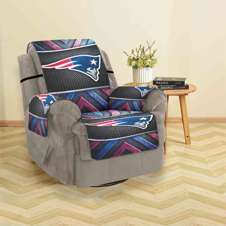New England Patriots Metal Blue Red Sofa Protector Slip Cover