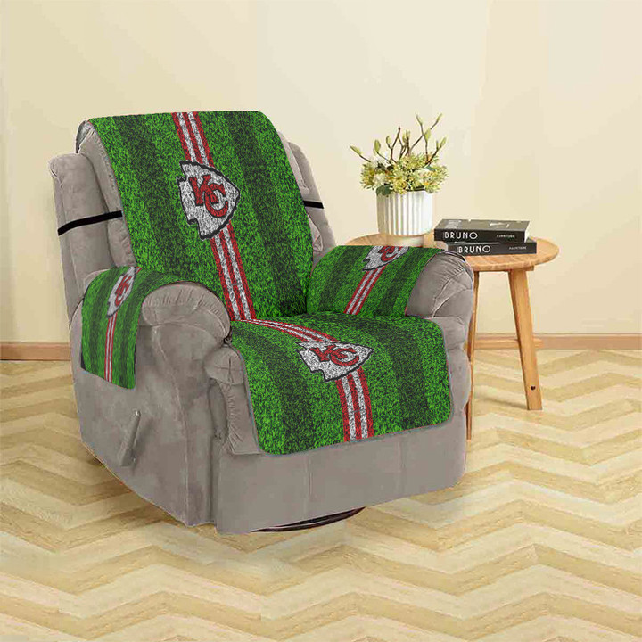 Kansas City Chiefs Grass Texture Sofa Protector Slip Cover