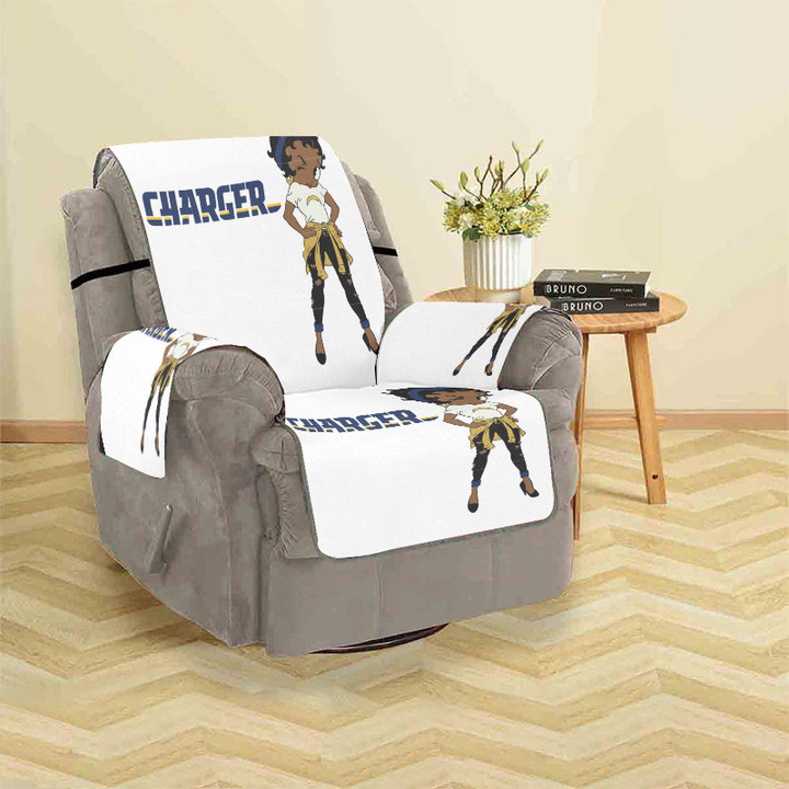 Los Angeles Chargers Betty Boop v42 Sofa Protector Slip Cover
