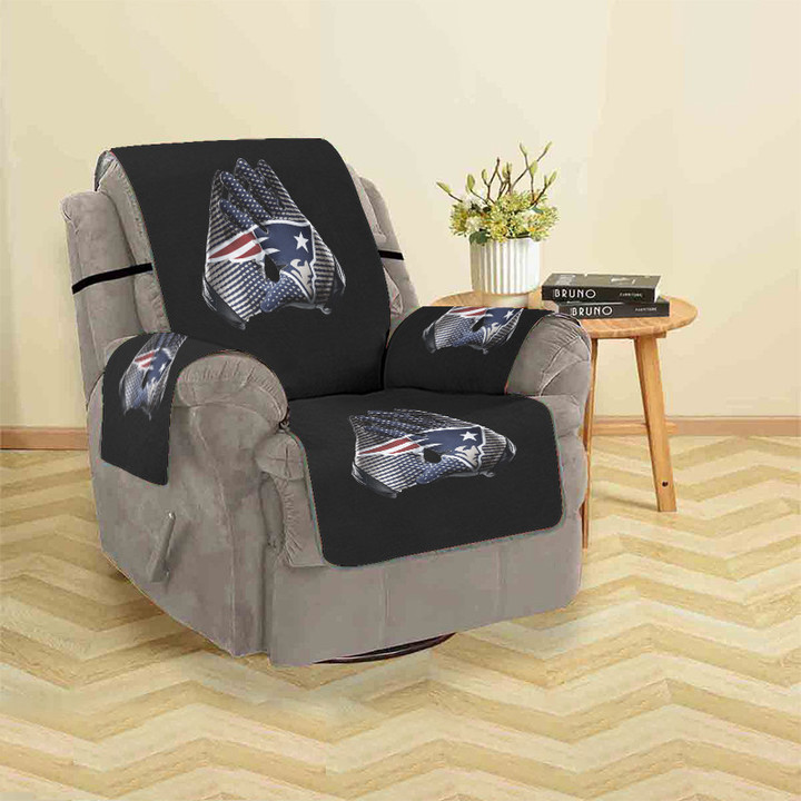 New England Patriots Glove Black Sofa Protector Slip Cover