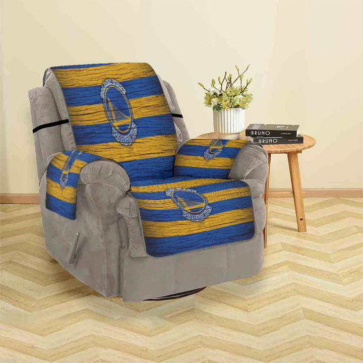 Golden State Warriors Emblem Texture Wood Sofa Protector Slip Cover