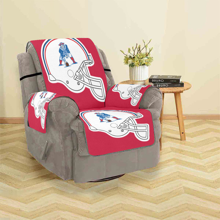 New England Patriots Pat Helmet Red Sofa Protector Slip Cover