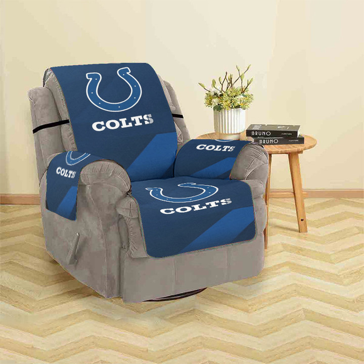 Indianapolis Colts Horseshoe Navy Sofa Protector Slip Cover