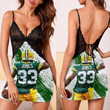 Green Bay Packers Aaron Jones no33 3D Back Straps Cami Dress With Lace