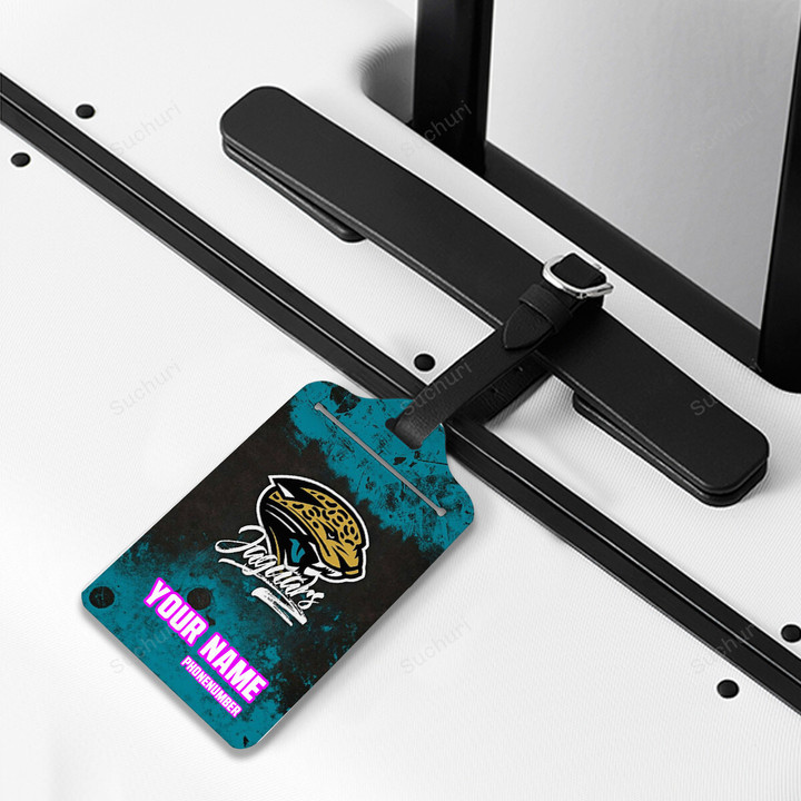 Jacksonville Jaguars Emblem v6 Personalized Name And Phone Number Luggage Tag For Travel Bag