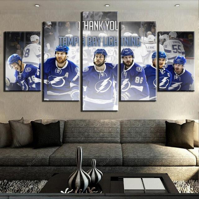 5pcs Tampa Bay Lightning Wall Art For Living Room Wall Decor 3441