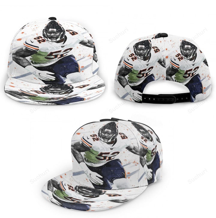 Chicago Bears Khalil Mack8 3D Flat Brim Baseball Cap Snapback Hat