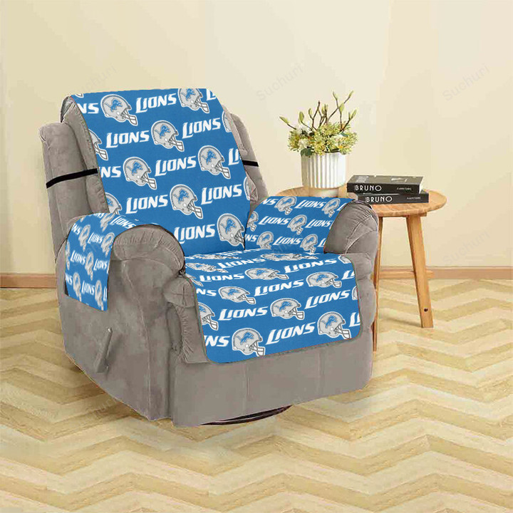 Detroit Lions Emblem v10 Sofa Protector Slip Cover