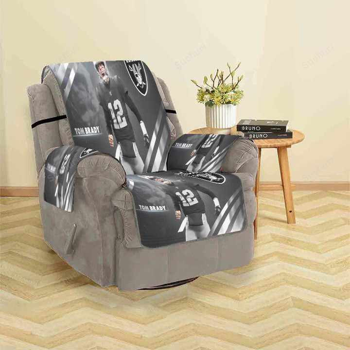 Las Vegas Raiders Tom Brady 12 v2 Sofa Protector Slip Cover