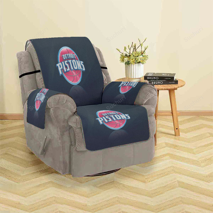 Detroit Pistons Black Sofa Protector Slip Cover