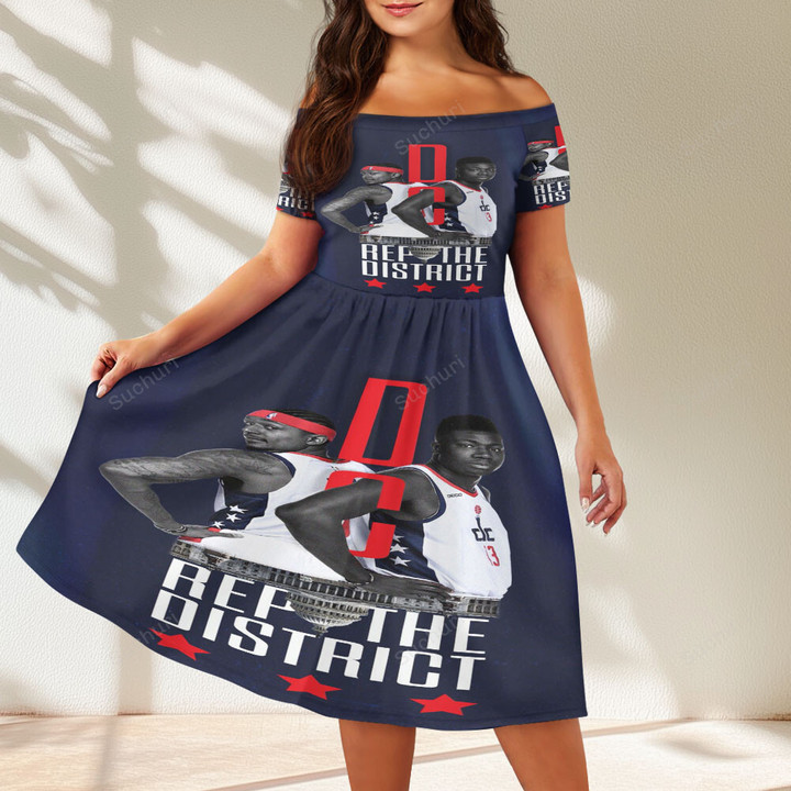Washington Wizards Bradley Beal19 Off Shoulder Short Sleeved Dress