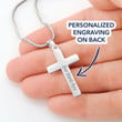 To My Son Gift From Mom/ Dad Stainless Steel Cross Necklace With Message Card