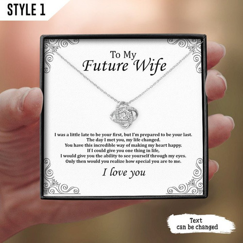 To My Future Wife Personalized Gift For Wife Love Knot Necklace With Message Card