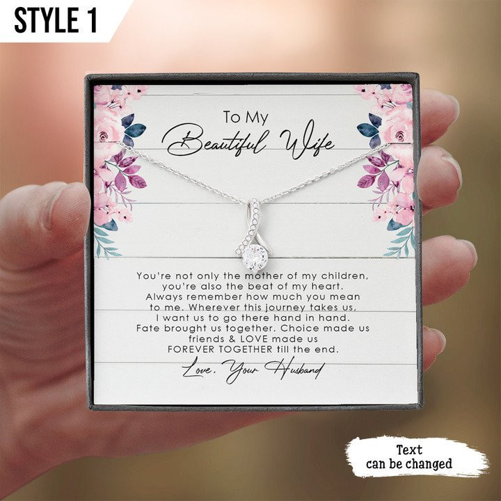 To My Beautiful Wife Gift For Wife Gift From Husband - Necklace With Message Card