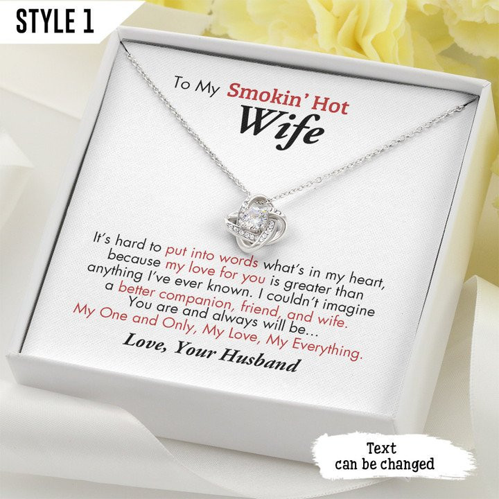 To My Smokin' Hot Wife Gift For Wife Gift From Husband - Necklace With Message Card