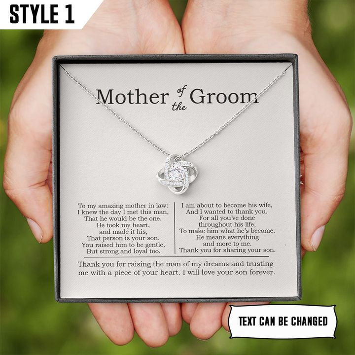 To My Mother Of The Groom Gift From Bride Necklace With Message Card