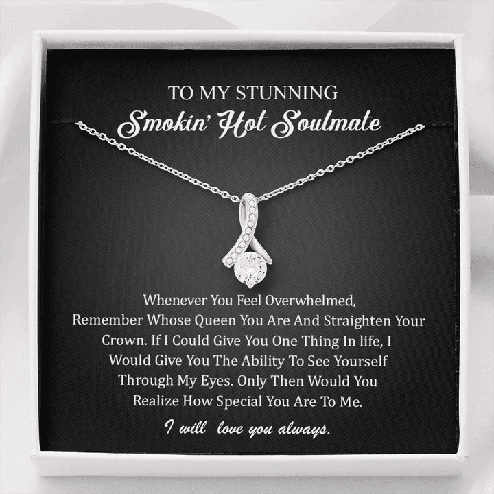 To My Stunning Smokin' Hot Soulmate To My Wife Gift From Husband Wedding Anniversary Necklace With Message Card