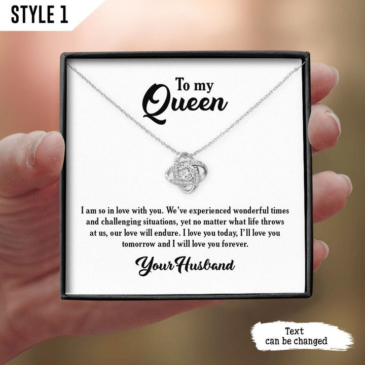Personalized Gift For Wife Gift For New Wife To My Queen Necklace With Message Card