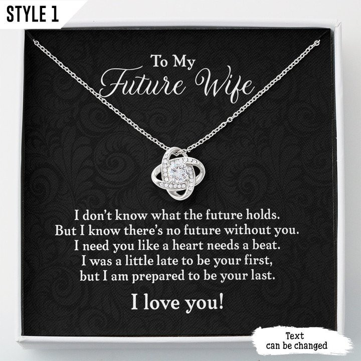 To My Future Wife Personalized Gift For Wife Love Knot Necklace With Message Card