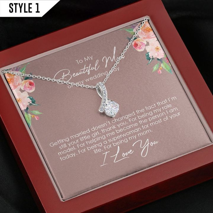 To My Beautiful Mom Gift From Bride Wedding Necklace With Message Card