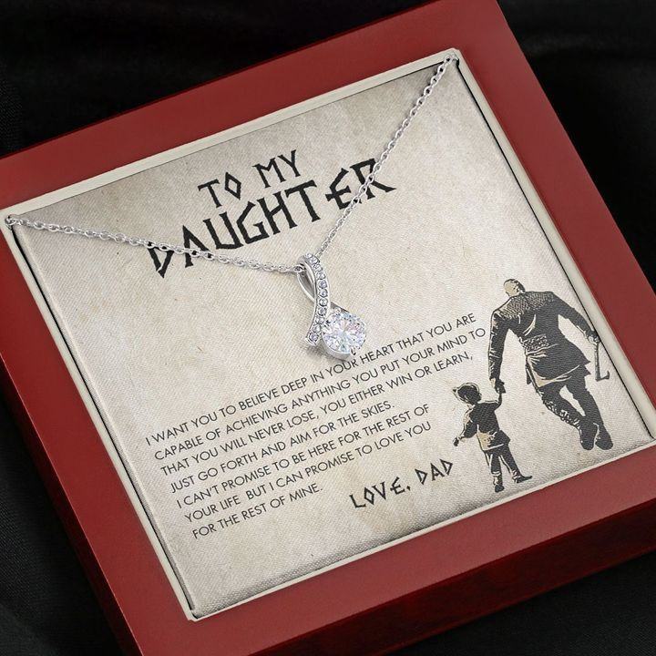 To My Daughter Gift From Dad Viking Dad And Daughter Necklace With Message Card