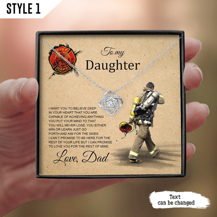 Gift For Daughter To My Daughter From Firefighter Dad Necklace With Message Card